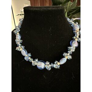 Estate Vintage Wedding cake, millefiori, lampwork Venetian glass necklace